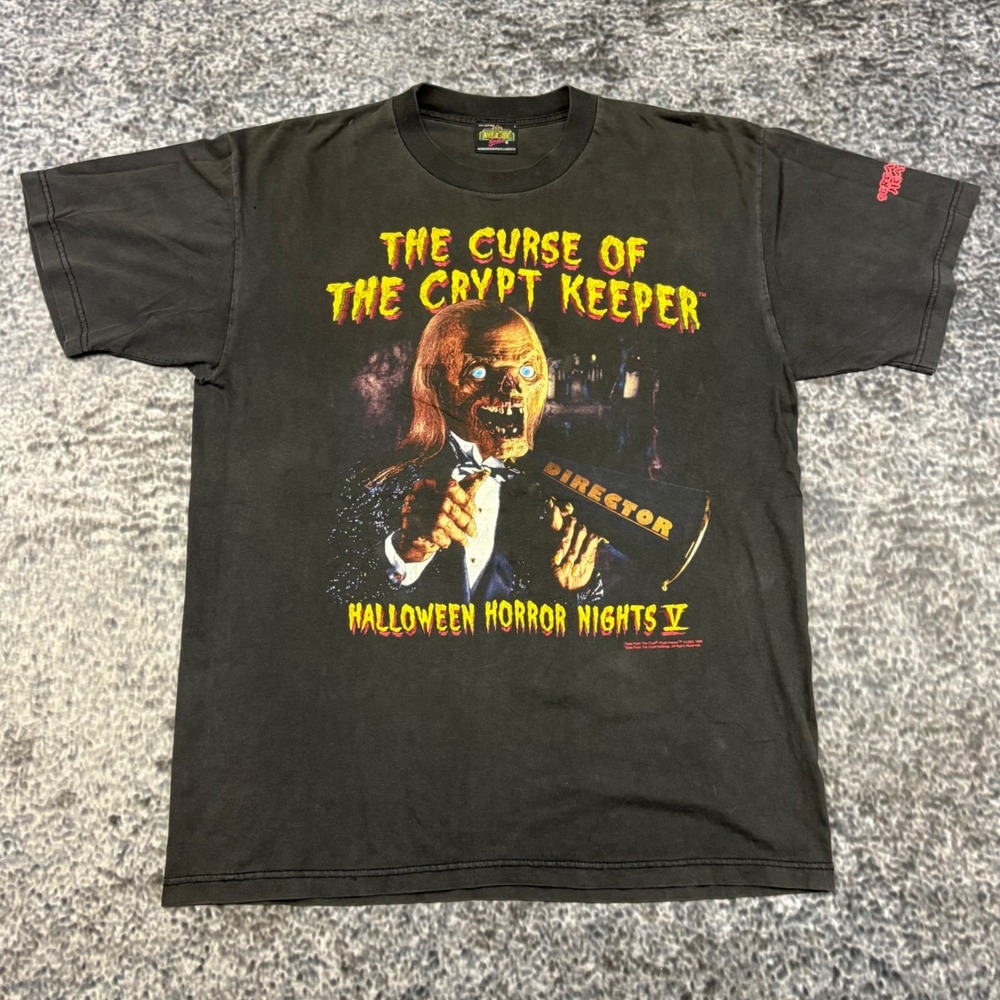 Vintage 1995 Halloween Horror Nights Crypt Keeper T Shirt HHN RARE Black Large